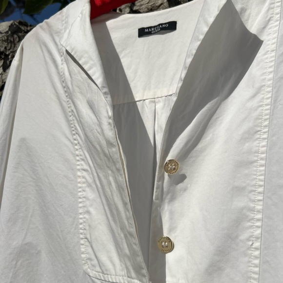 Guess Marciano Crisp White Cotton Shirtdress | Button-Down Bib-Front Dress | S - Picture 4 of 14